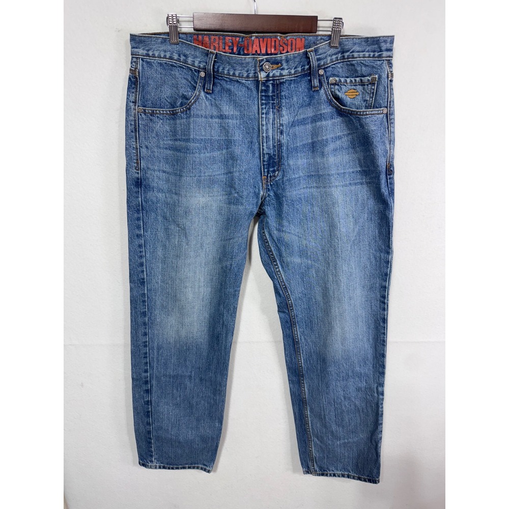 Harley Davidson 38x32 Blue Denim Jeans Men's Straight Leg Biker